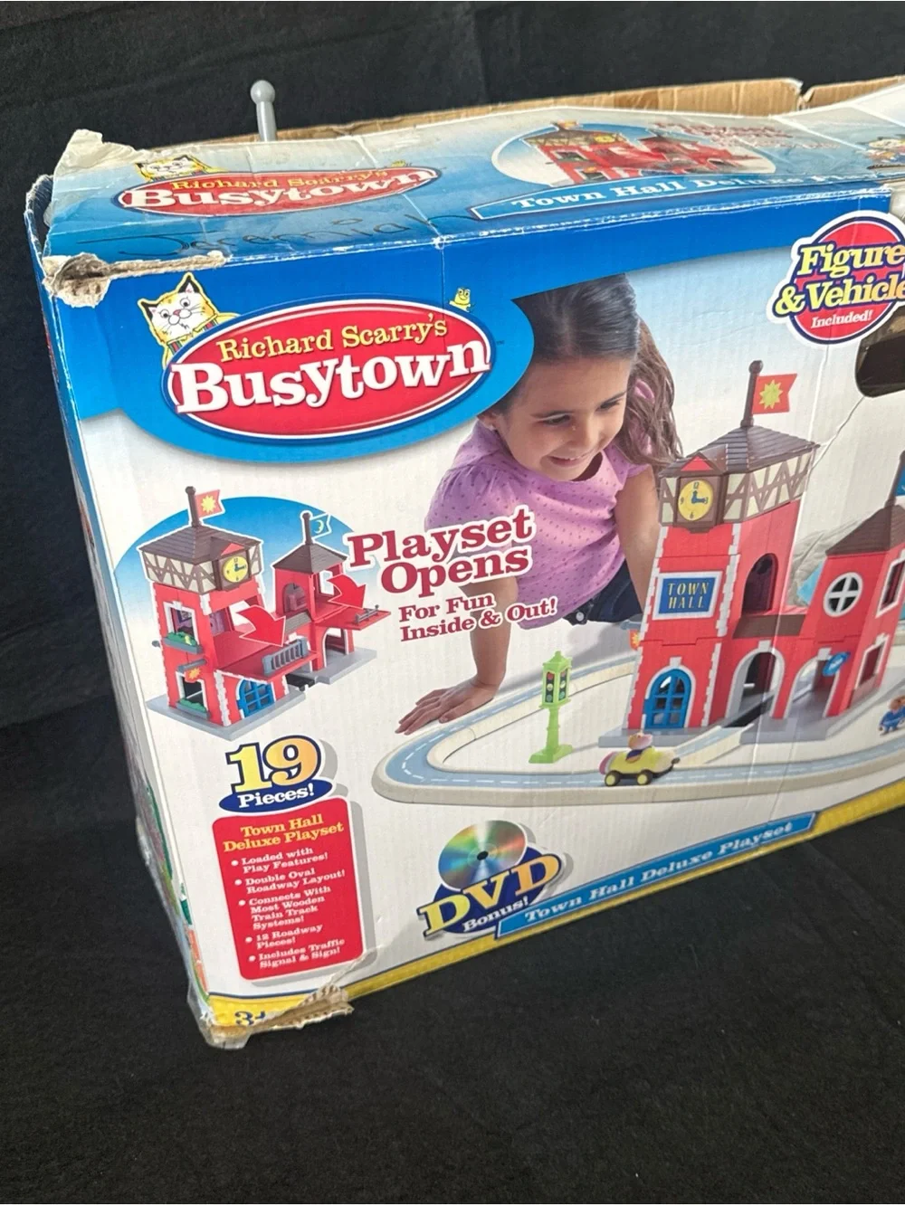 Richard Scarry's Busytown Deluxe Play Set Town Hall w/ Track Figures & Org Box